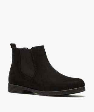 Boots femme style Chelsea à talon plat dessus suédine unie vue2 - GEMO (CASUAL) - GEMO