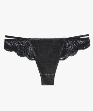 Tanga femme en microfibre et dentelle vue4 - GEMO(HOMWR FEM) - GEMO