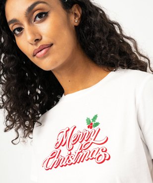 Tee-shirt manches courtes imprimé pailleté Noël femme vue2 - GEMO(FEMME PAP) - GEMO