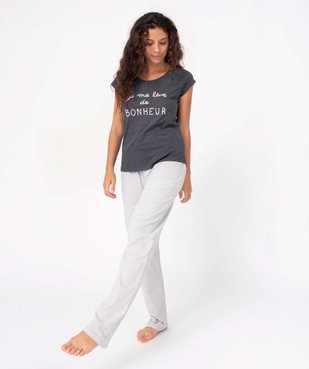 Pyjama femme bicolore avec message humoristique vue1 - GEMO(HOMWR FEM) - GEMO