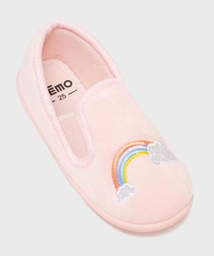 Chaussons pantoufles en velours moelleux imprimé arc-en-ciel fille vue5 - GEMO (ENFANT) - GEMO