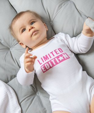 Body bébé fille à manches longues et inscriptions (lot de 3) - No gaspi vue6 - NOGASPI - GEMO
