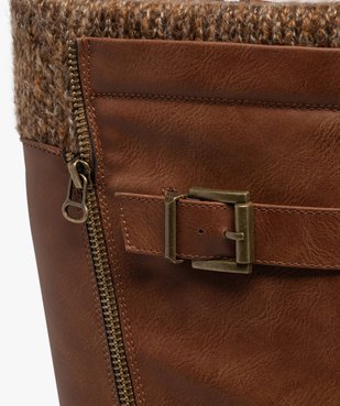 Bottes femme à talon épais et semelle crantée avec col en maille vue6 - GEMO(URBAIN) - GEMO