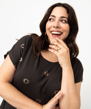 Tee-shirt femme grande taille à manches courtes avec motifs vue2 - GEMO (G TAILLE) - GEMO