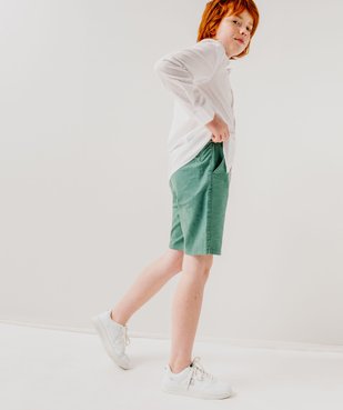 Bermuda en lin et coton avec ceinture élastique garçon vue1 - GEMO (JUNIOR) - GEMO