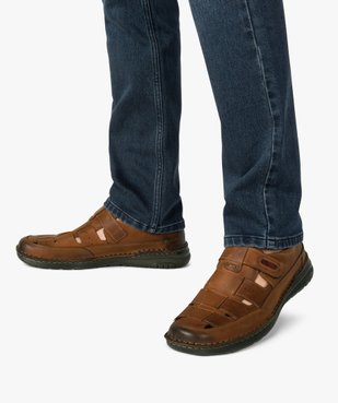 Sandales homme confort dessus cuir à bout fermé vue1 - GEMO (CASUAL) - GEMO