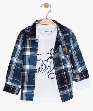 Ensemble 2 pièces bébé garçon : chemise + tee-shirt vue1 - GEMO(BEBE DEBT) - GEMO