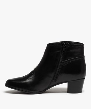 Boots femme à talon dessus cuir uni vue3 - GEMO(URBAIN) - GEMO
