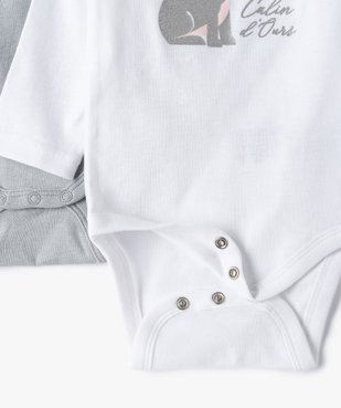 Body bébé fille manches longues à motifs divers (lot de 3) vue3 - GEMO C4G BEBE - GEMO