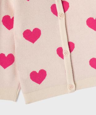 Gilet à col rond double porté avec motifs coeurs bébé fille vue2 - GEMO(BEBE DEBT) - GEMO