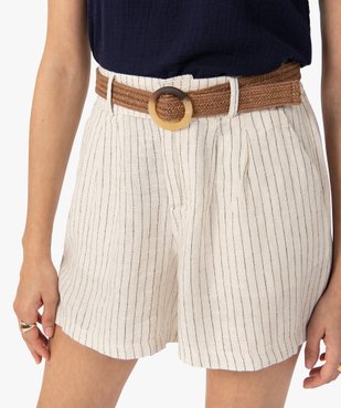 Short femme ample rayé avec ceinture en corde vue2 - GEMO(FEMME PAP) - GEMO