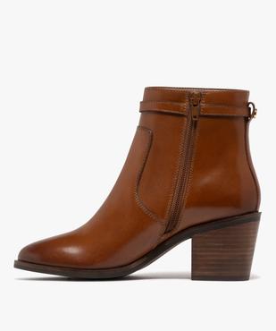 Bottines femme à talon carré et dessus en cuir avec bride fantaisie - Tanéo vue4 - TANEO - GEMO