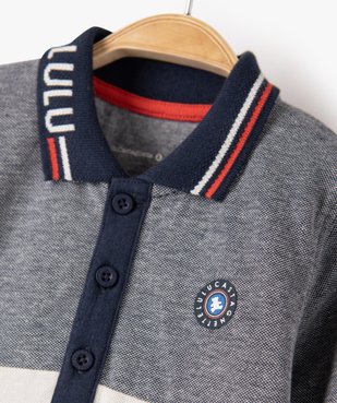 Polo bébé garçon tricolore à manches longues – LuluCastagnette vue2 - LULUCASTAGNETTE - GEMO