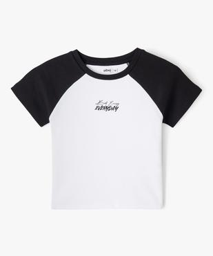 Tee-shirt court à manches courtes bicolore fille vue1 - GEMO 4G FILLE - GEMO