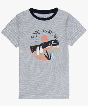 Tee-shirt garçon rayé avec motif sur l'avant vue1 - GEMO (ENFANT) - GEMO