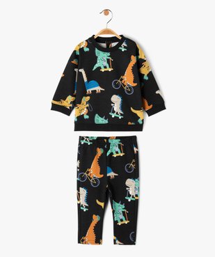 Ensemble 2 pièces en molleton doux imprimé sweat + pantalon bébé garçon vue1 - GEMO(BEBE DEBT) - GEMO