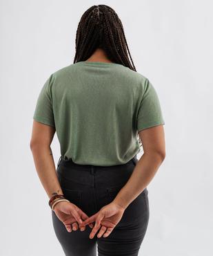 Tee-shirt manches courtes pailleté à col V femme grande taille vue3 - GEMO (G TAILLE) - GEMO