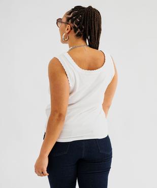 Débardeur en coton stretch uni avec finition festonnée femme grande taille vue3 - GEMO (G TAILLE) - GEMO