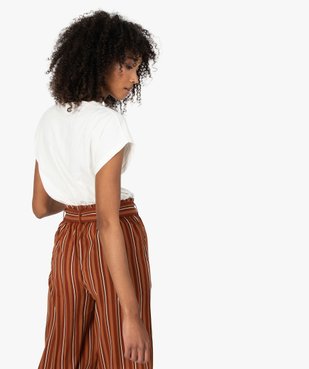 Tee-shirt femme à manches courtes avec motif fleuri vue3 - GEMO C4G FEMME - GEMO