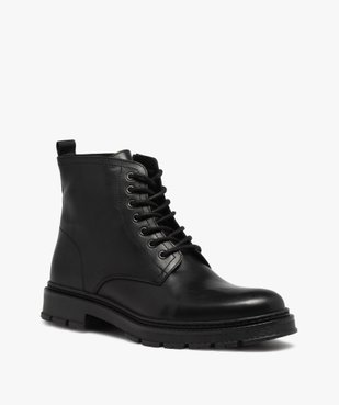 Boots homme dessus cuir uni et semelle crantée vue2 - Nikesneakers(URBAIN) - Nikesneakers