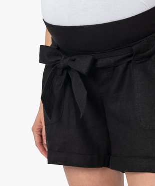 Short de grossesse en lin avec ceinture stretch vue2 - GEMO 4G MATERN - GEMO