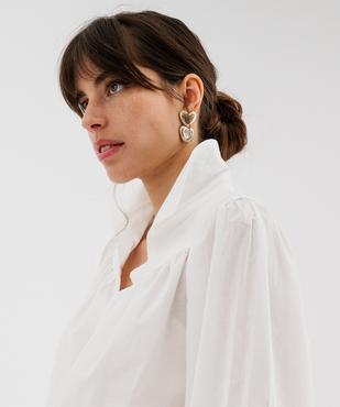 Blouse manches 3/4 en toile de coton unie femme vue7 - GEMO(FEMME PAP) - GEMO