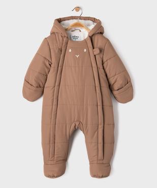 Combinaison pilote à capuche, moufles et double zip bébé vue2 - GEMO(BB COUCHE) - GEMO