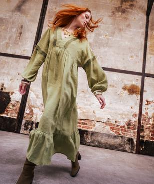 Robe longue à manches longues look bohème femme vue1 - GEMO(FEMME PAP) - GEMO