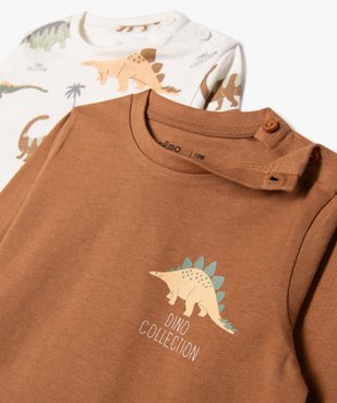 Tee-shirt à manches longues motif dinosaure bébé garçon (lot de 3) vue2 - GEMO(BEBE DEBT) - GEMO