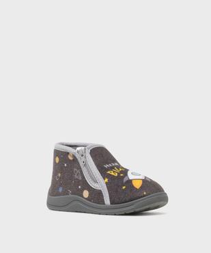 Chaussons en velours montants à zip imprimé fusée garçon vue2 - GEMO (ENFANT) - GEMO