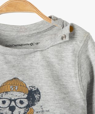Tee-shirt bébé garçon à manches longues imprimé ourson - LuluCastagnette vue3 - LULUCASTAGNETTE - GEMO