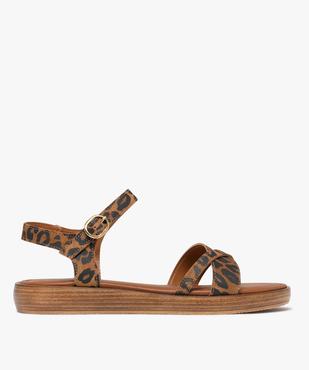 Sandales en cuir imprimé léopard femme - Tanéo vue1 - TANEO - GEMO