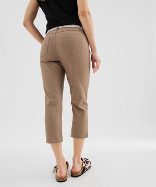 Pantacourt slim taille haute en coton stretch avec ceinture à nouer femme vue3 - GEMO 4G FEMME - GEMO