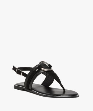 Sandales femme à talon plat et entre-doigts avec anneau métal Coupe spéciale pied large vue2 - GEMO (CASUAL) - GEMO