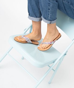 Tongs femme à talon plat et bride en toile drapée vue7 - GEMO (CASUAL) - GEMO