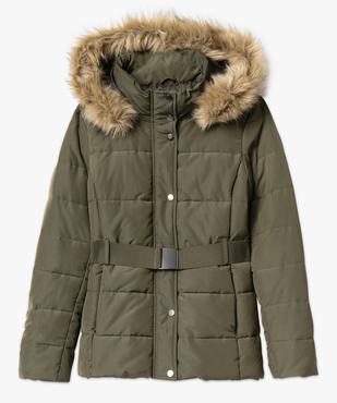 Blouson matelassé avec capuche à bord amovible et ceinture femme vue4 - GEMO(FEMME PAP) - GEMO