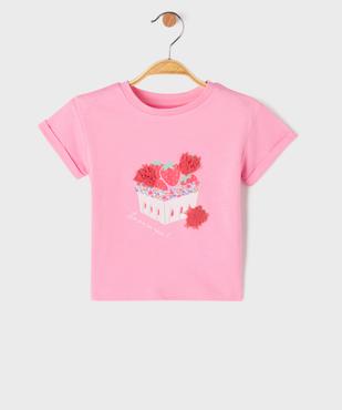 Tee-shirt manches courtes avec motif en relief bébé fille vue1 - GEMO 4G BEBE - GEMO