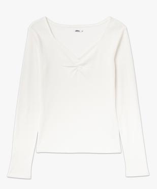 Tee-shirt à manches longues et col V en maille côtelée femme vue4 - GEMO 4G FEMME - GEMO