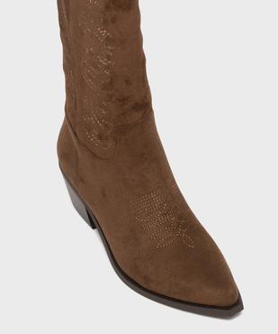 Bottes à talon cubain et bout pointu look santiag femme vue5 - SANS MARQUE - GEMO