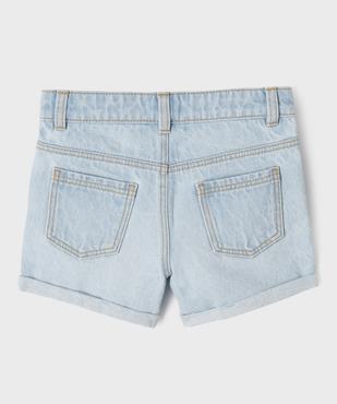 Short en jean à revers taille ajustable fille vue3 - GEMO 4G FILLE - GEMO