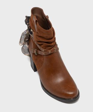 Boots à talon à col montant plissé et foulard femme vue5 - EMILIA ROSA - GEMO