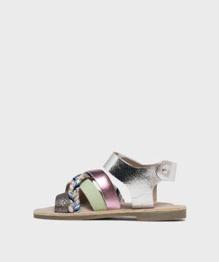 Sandales en cuir à brides fantaisie et scratch fille - Alma Planète vue3 - ALMA - GEMO