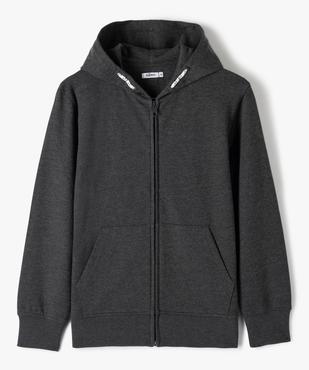 Sweat garçon uni à capuche avec fermeture zippée vue1 - GEMO (JUNIOR) - GEMO
