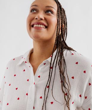 Chemise en gaze de coton à motifs coeurs femme grande taille vue2 - GEMO (G TAILLE) - GEMO