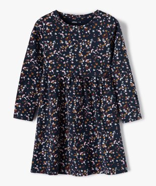 Robe fille à manches longues en maille à motifs fleuris vue1 - GEMO C4G FILLE - GEMO