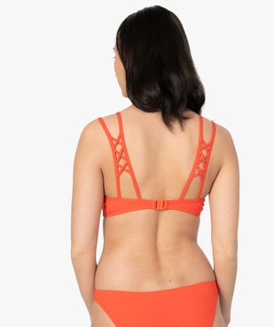 Haut de maillot de bain femme push-up maille côtelée vue2 - GEMO (PLAGE) - GEMO