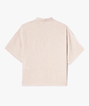 Chemise rayée à manches courtes fille vue7 - GEMO 4G FILLE - GEMO