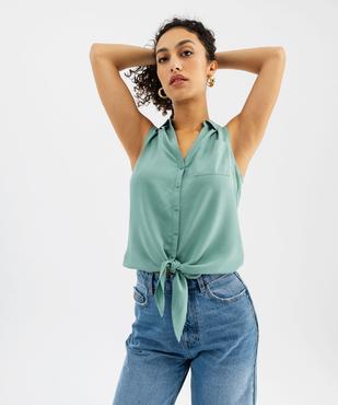Chemise sans manches imprimée avec nœud dans le bas femme vue1 - GEMO 4G FEMME - GEMO