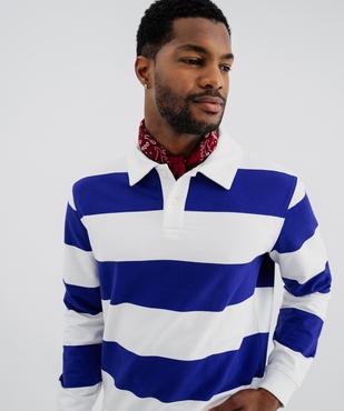 Sweat en molleton bouclette rayé à col polo homme vue6 - GEMO 4G HOMME - GEMO