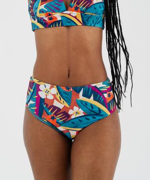 Bas de maillot de bain culotte taille haute fleurie femme vue1 - GEMO (PLAGE) - GEMO